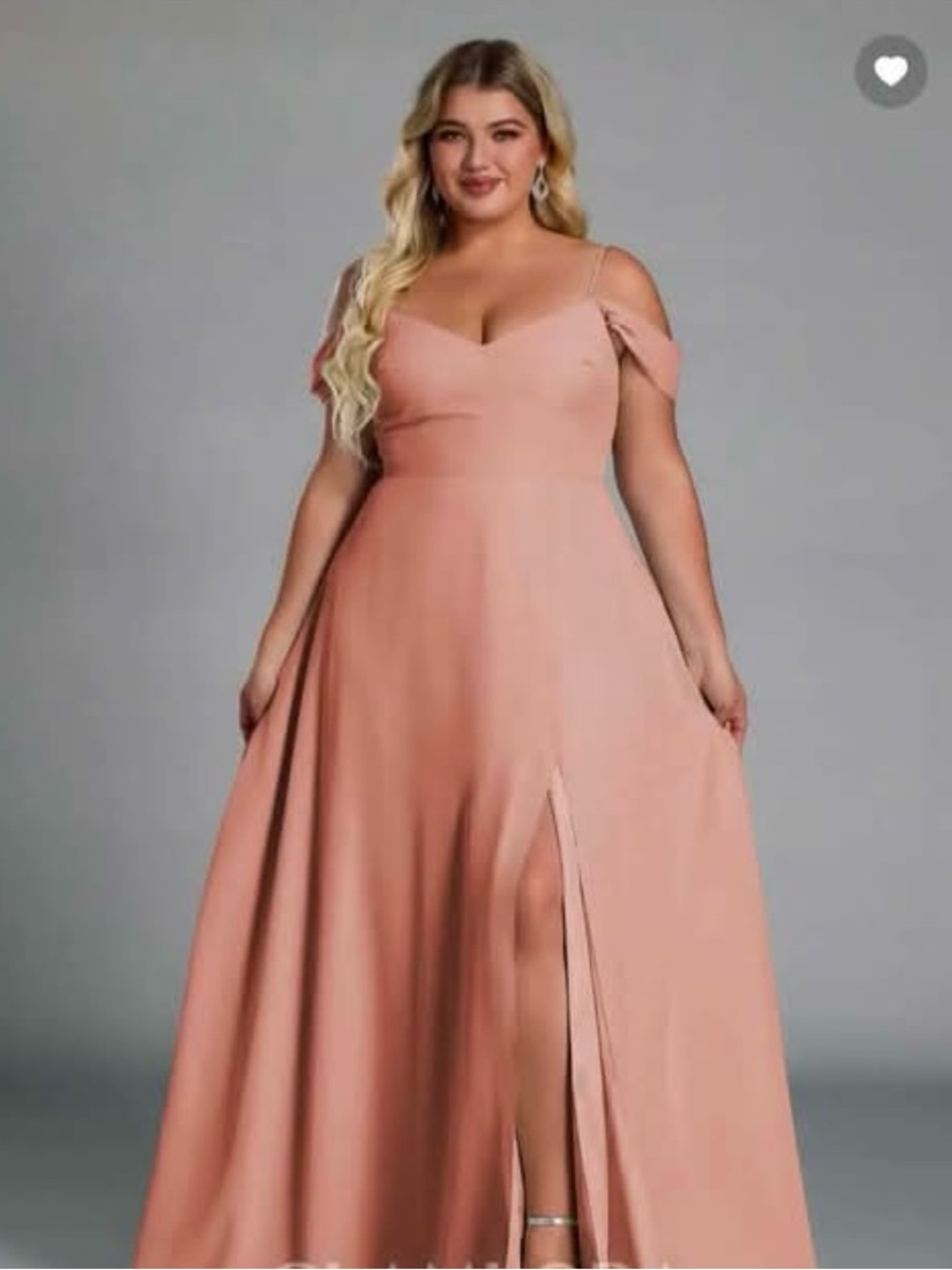 Plus Size Blush Pink Off-Shoulder Evening Dress